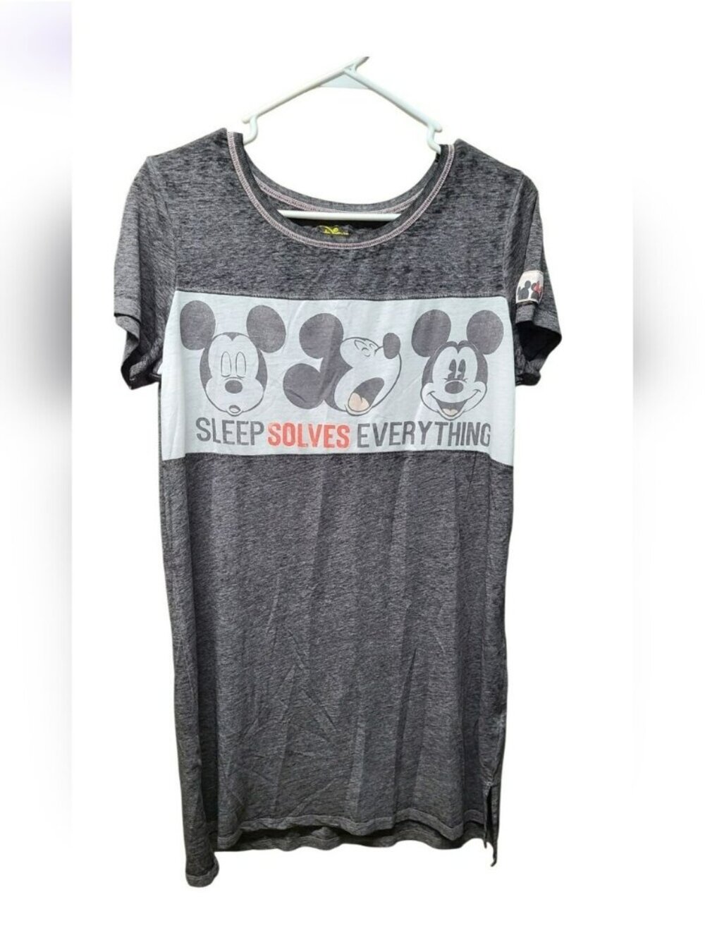 Disney Mickey Mouse Sleep Shirt Dress Nightgown Grey S/M 6-10